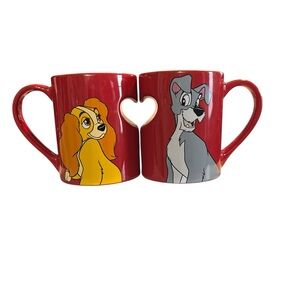 Red Lady and the Tramp Heart-Shaped Mug Set